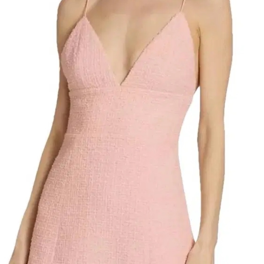 Alice + Olivia pink Textured V-Neck Spaghetti Strap Dress